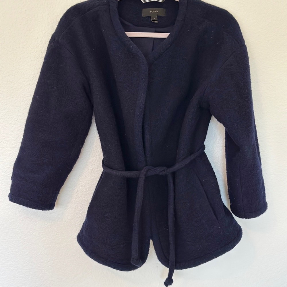 J. Crew Women's Navy Teddy Jacket with Belt